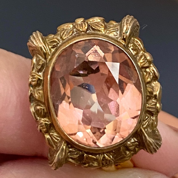 Vintage Morganite Glass 925 Clip On Earrings - Picture 2 of 16